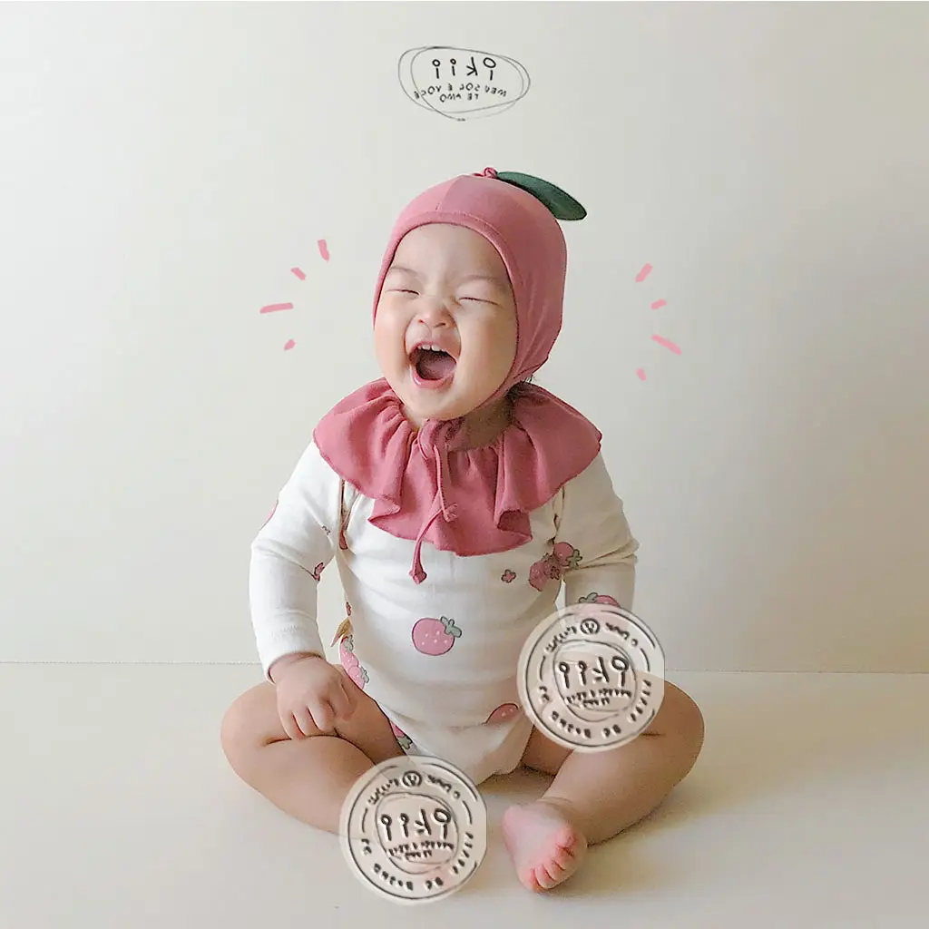 Baby Ins Style Strawberry Collar Romper for Girls - Image 3