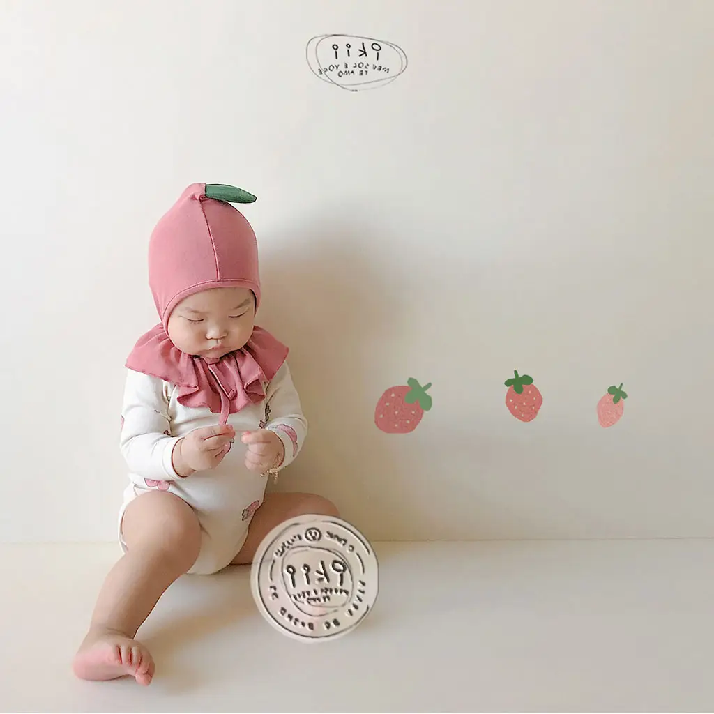 Baby Ins Style Strawberry Collar Romper for Girls - Image 5