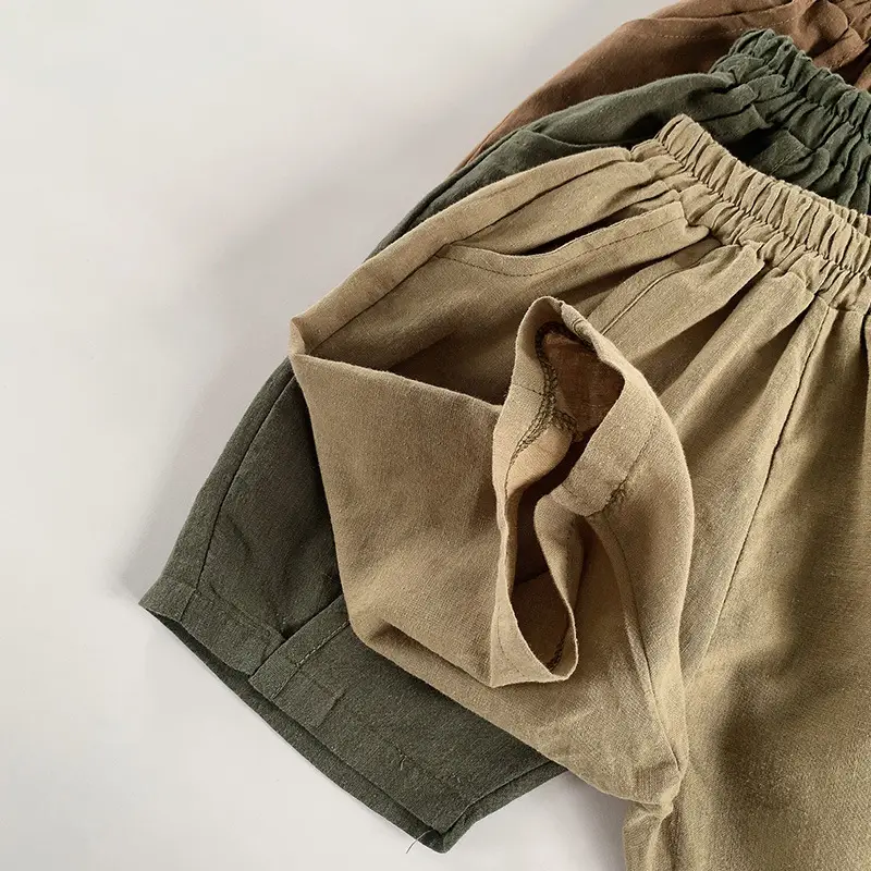 Men Cotton Linen Shorts 2026 Summer Brown Olive Green