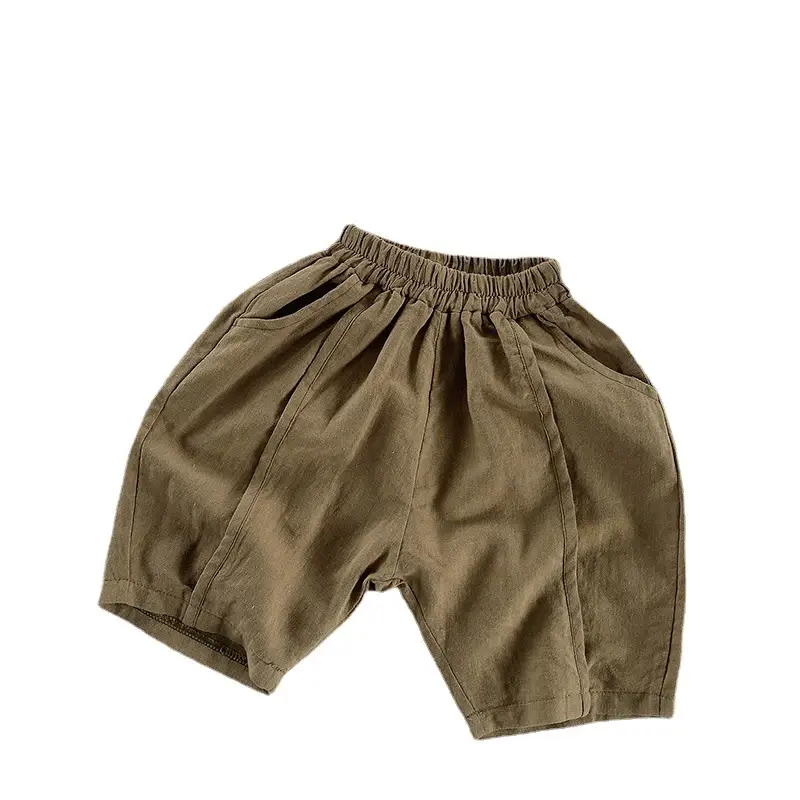 Men Cotton Linen Shorts 2026 Summer Brown Olive Green