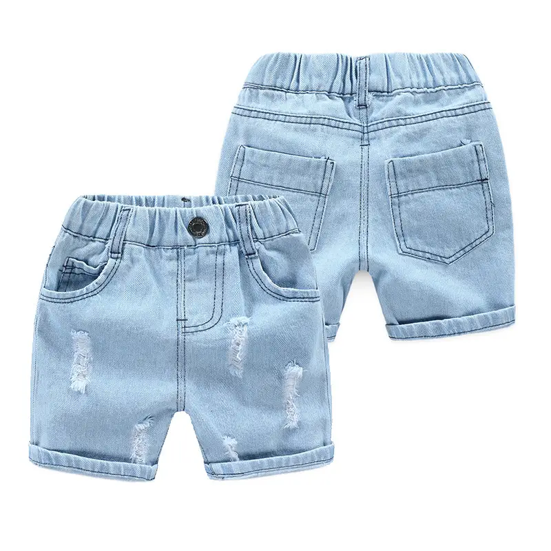 Boys Ripped Denim Shorts Light Blue 2022 - Image 3