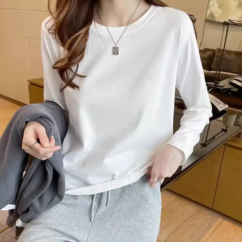 Pure Cotton Long Sleeve T-Shirt Women Black - Image 6