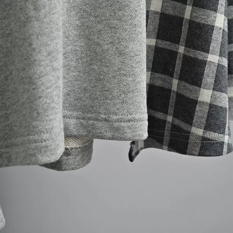 Women Plaid Hooded Sweatshirt Set Grey Checkered Extra Large — feature 19