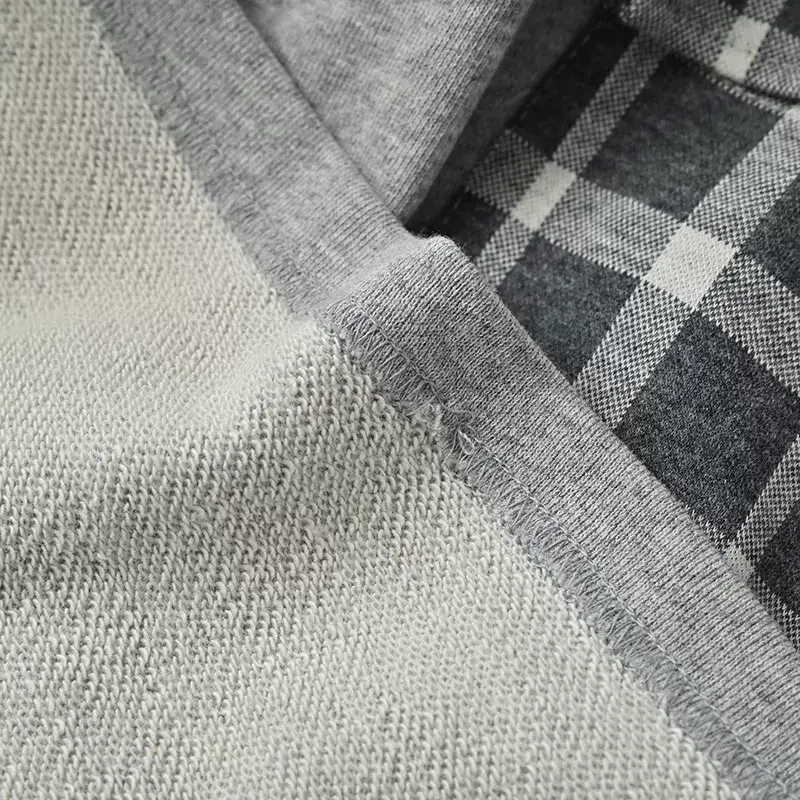 Women Plaid Hooded Sweatshirt Set Grey Checkered Extra Large — feature 20