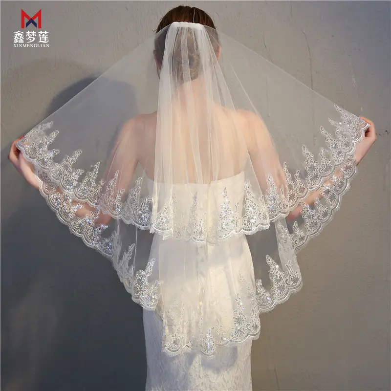 Bridal Veil Double Layer Highland Sequin Tully - Image 2