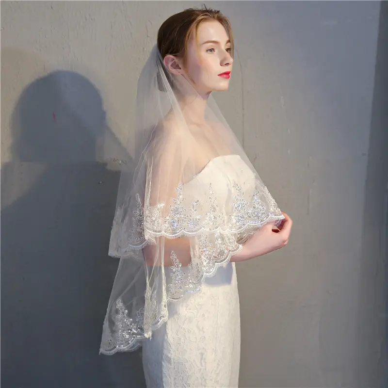Bridal Veil Double Layer Highland Sequin Tully - Image 4