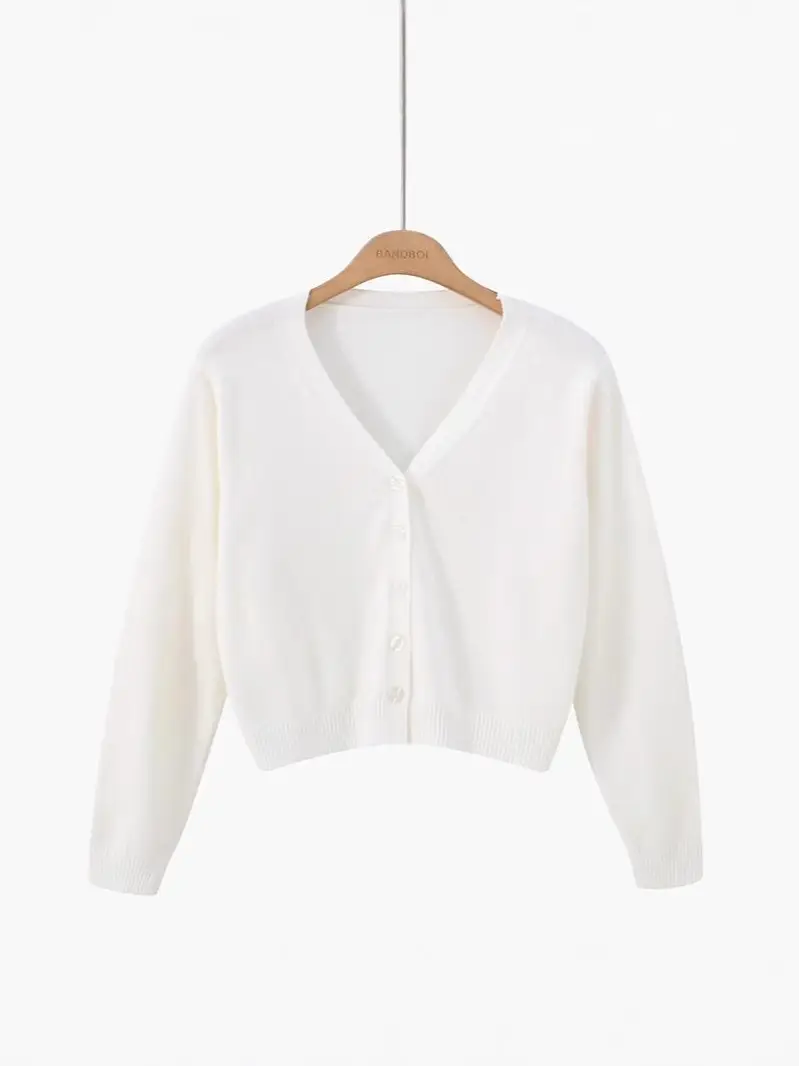 Women's V-Neck Long Sleeve Wool Cardigan Blue - Image 12