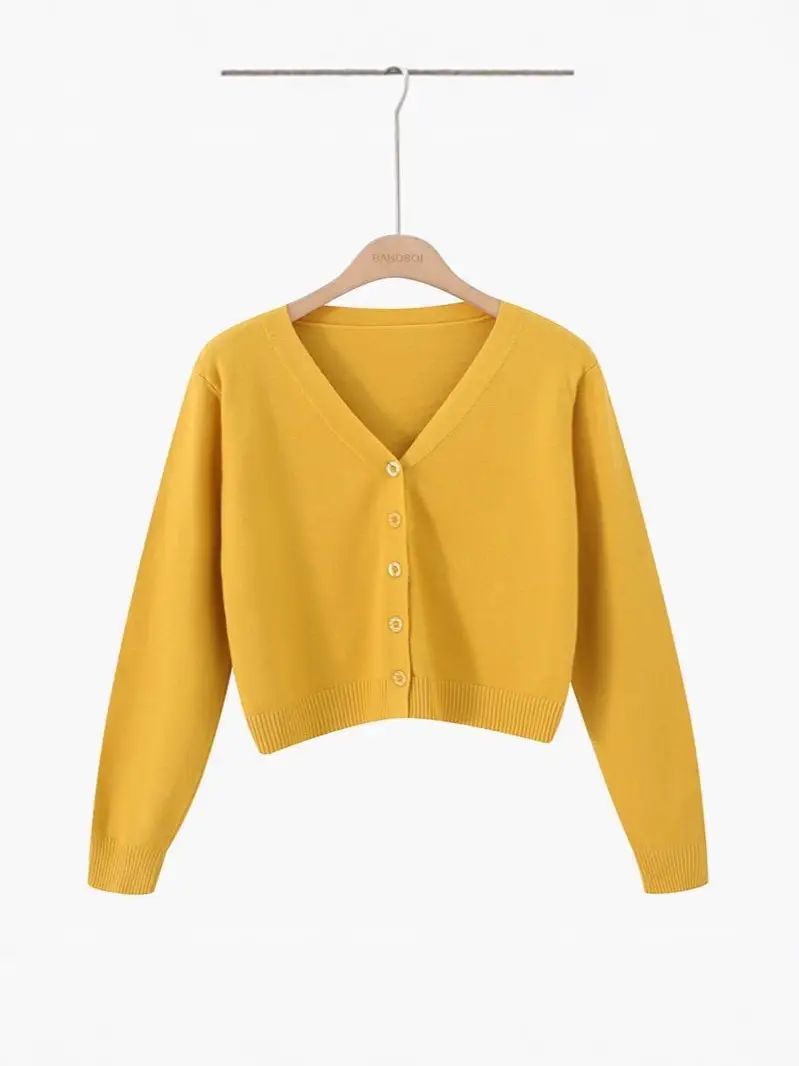 Women's V-Neck Long Sleeve Wool Cardigan Blue - Image 15