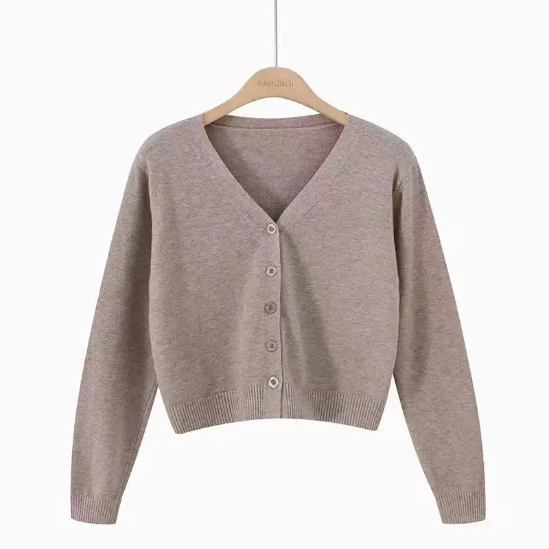 Women's V-Neck Long Sleeve Wool Cardigan Blue - Image 2