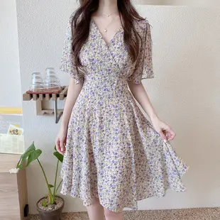 Women White Chiffon Waist Slimming Dress Summer Tea Break — feature 29