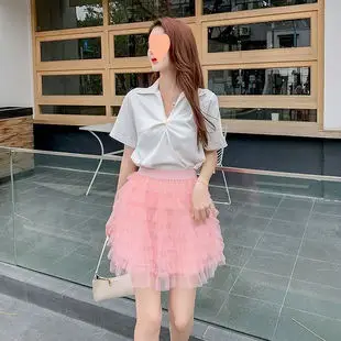Women White Chiffon Waist Slimming Dress Summer Tea Break — feature 57