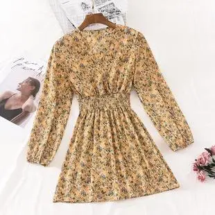 Women White Chiffon Waist Slimming Dress Summer Tea Break — feature 65