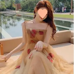 Women White Chiffon Waist Slimming Dress Summer Tea Break — feature 70