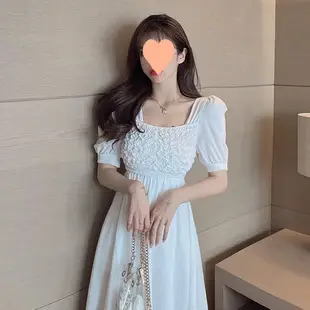Women White Chiffon Waist Slimming Dress Summer Tea Break — feature 72