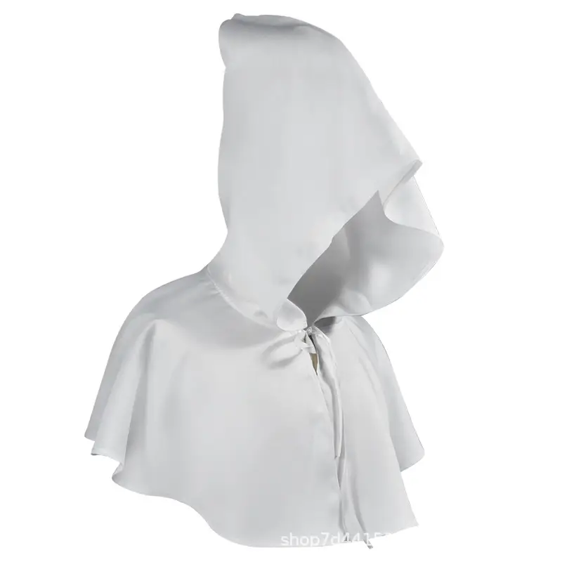 White Hooded Medieval Costume Death Cloak for Men - Image 2