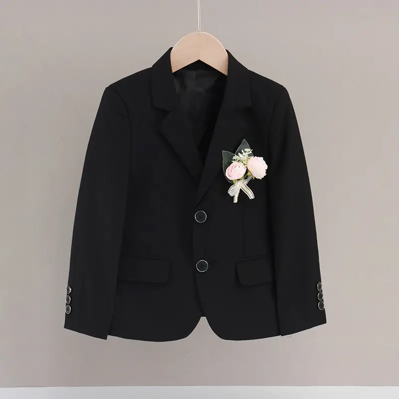 Autumn Kids Suit Set Black with Red Bow & Flower - Image 5