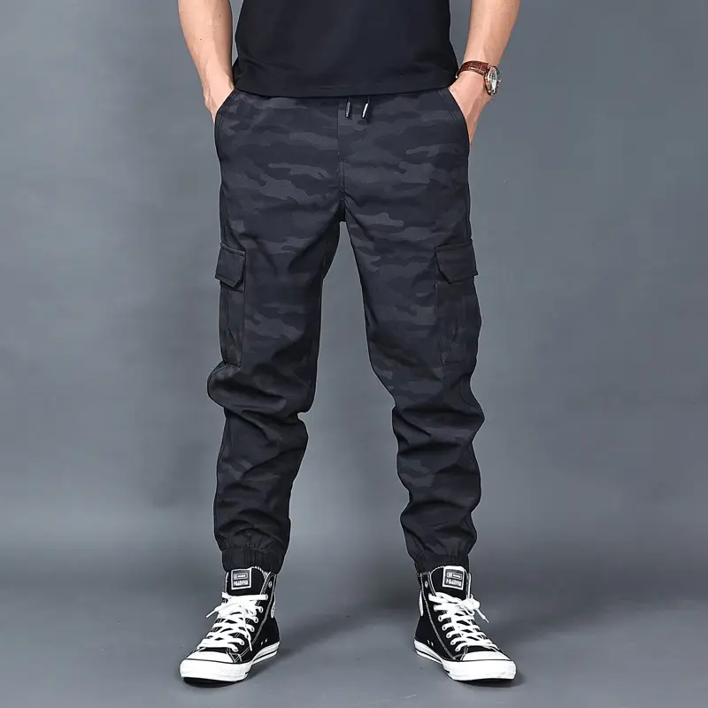 Men's Camo Jogger Pants Large Multi-Pocket Outdoor Wear