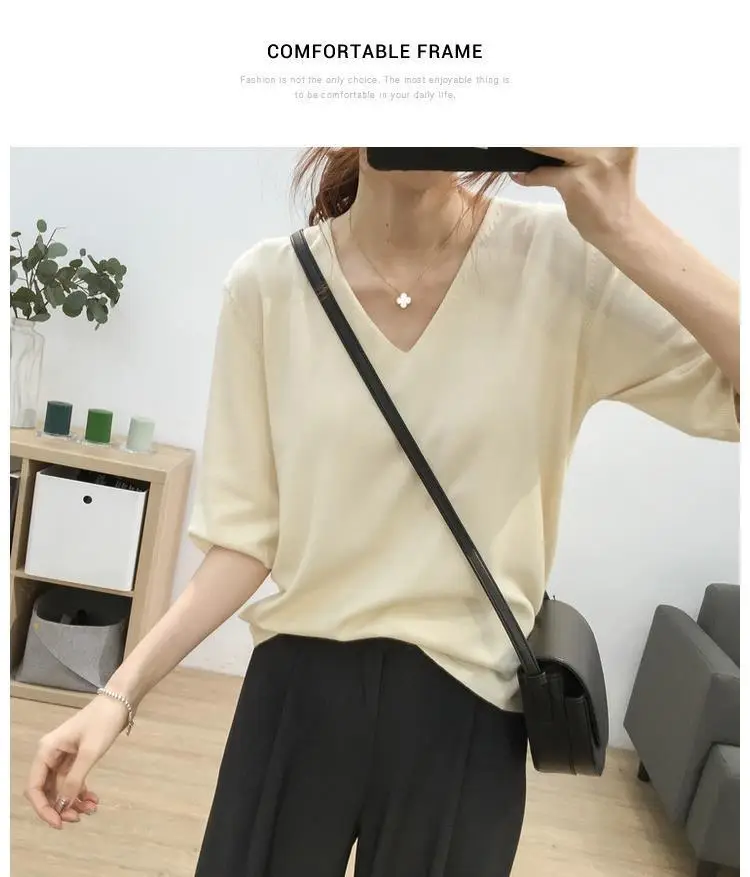 Women Korean Style V-Neck Sweater Set Blue Black