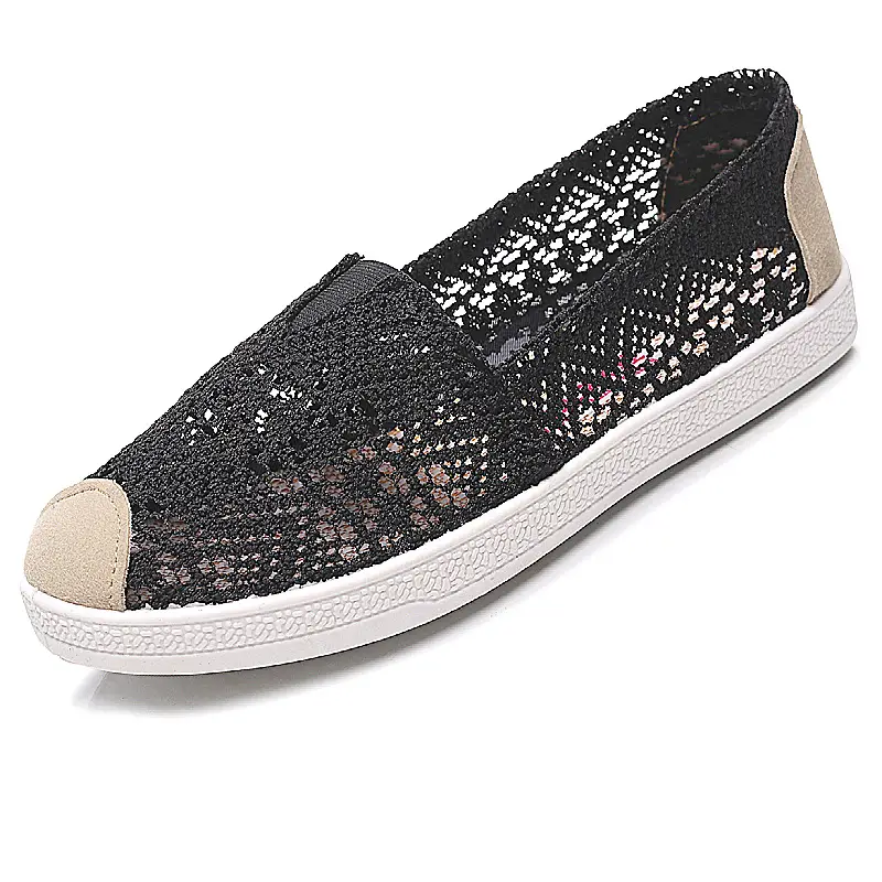 Women's Mesh Shoes, Sandals, Old Beijing Cloth Shoes, Breathable, Non-Slip, Soft-Soled Shoes for Middle-Aged and Elderly Mothers, Comfortable and Versatile Flat Shoes