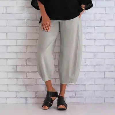 Women 2023yama Loose Cropped Pants Grey - Image 9