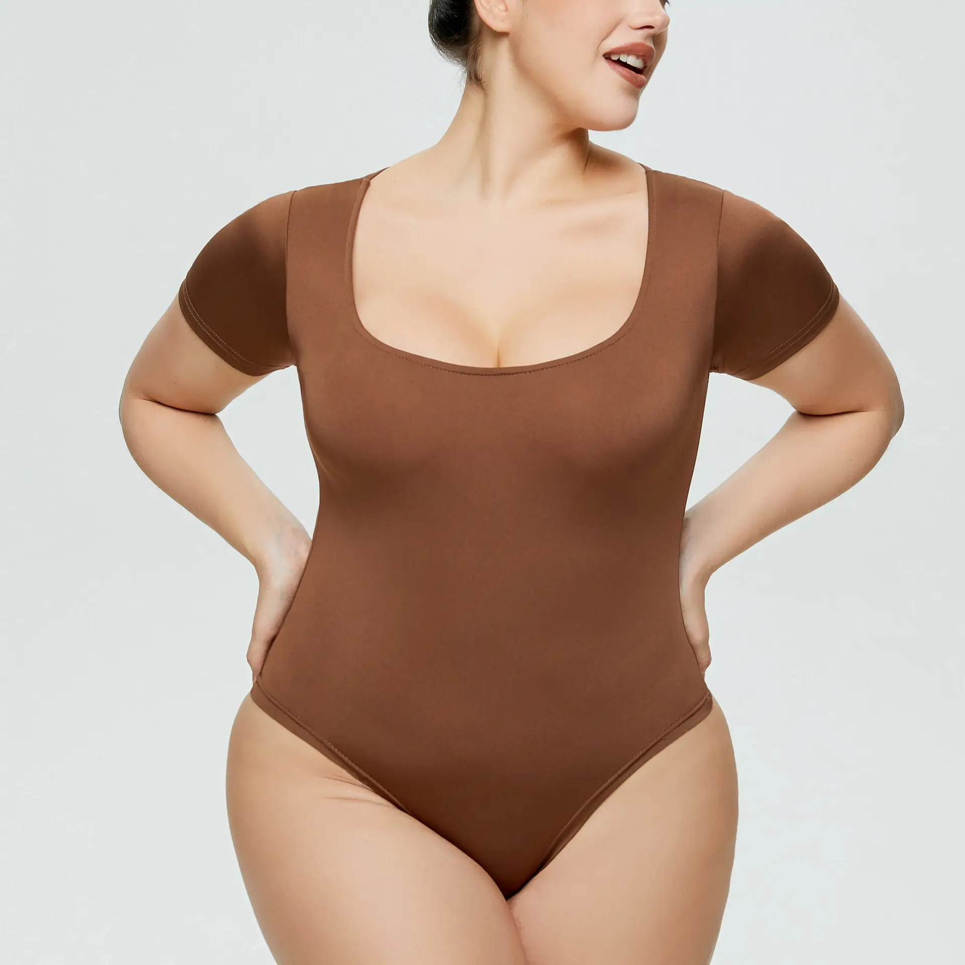 White Tight Fitting Women's Romper Plus Size — feature 11