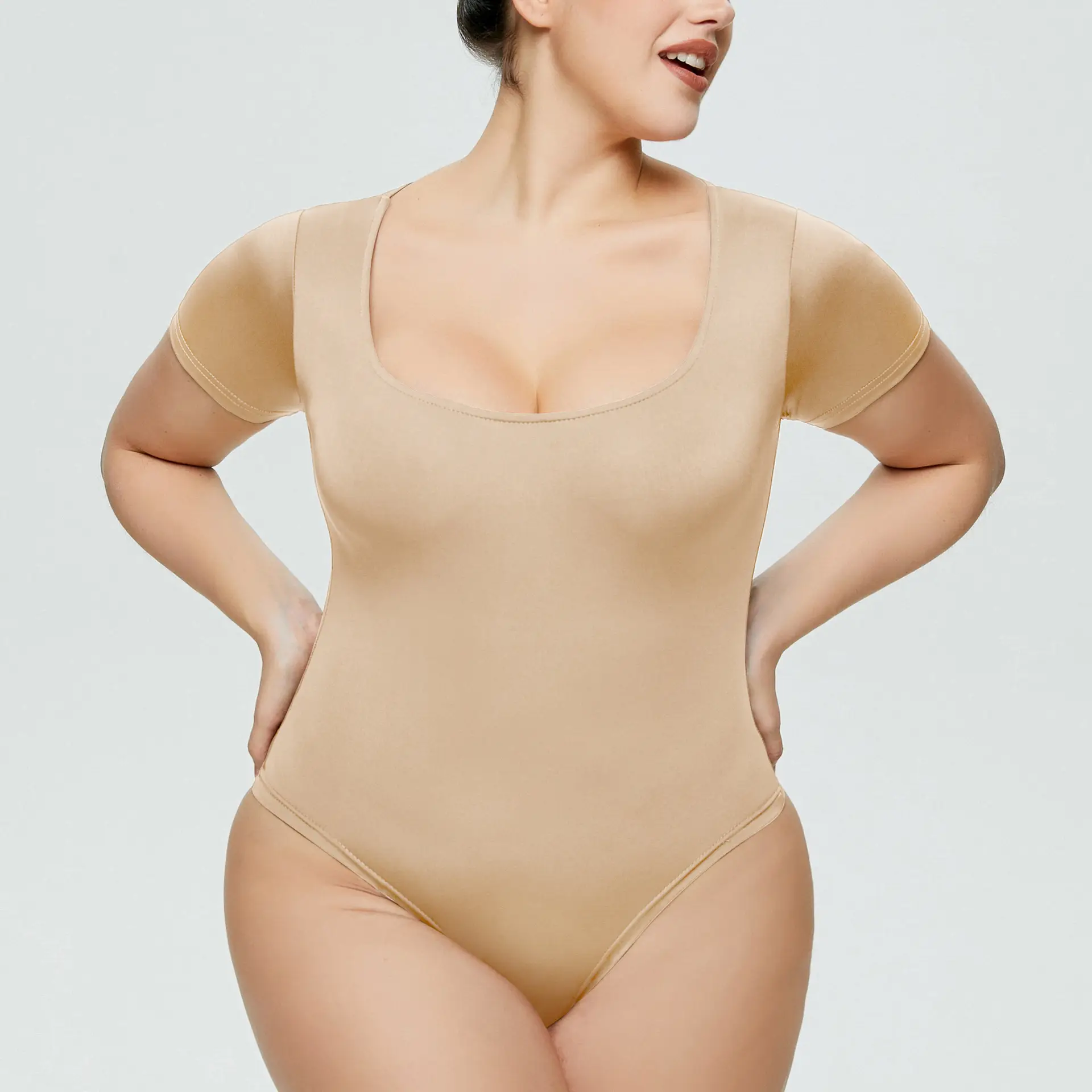 White Tight Fitting Women's Romper Plus Size — feature 19