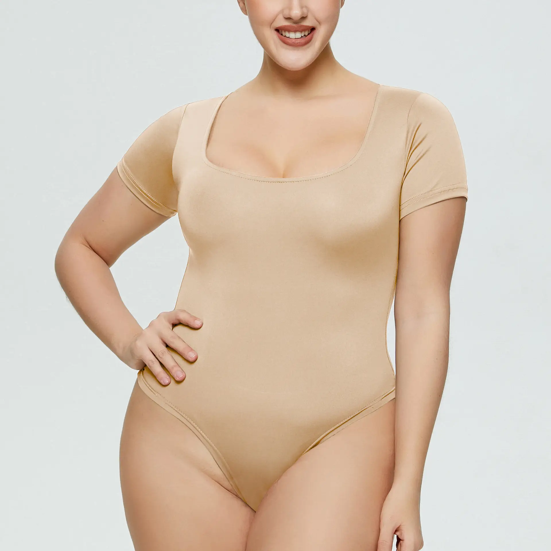 White Tight Fitting Women's Romper Plus Size — feature 21