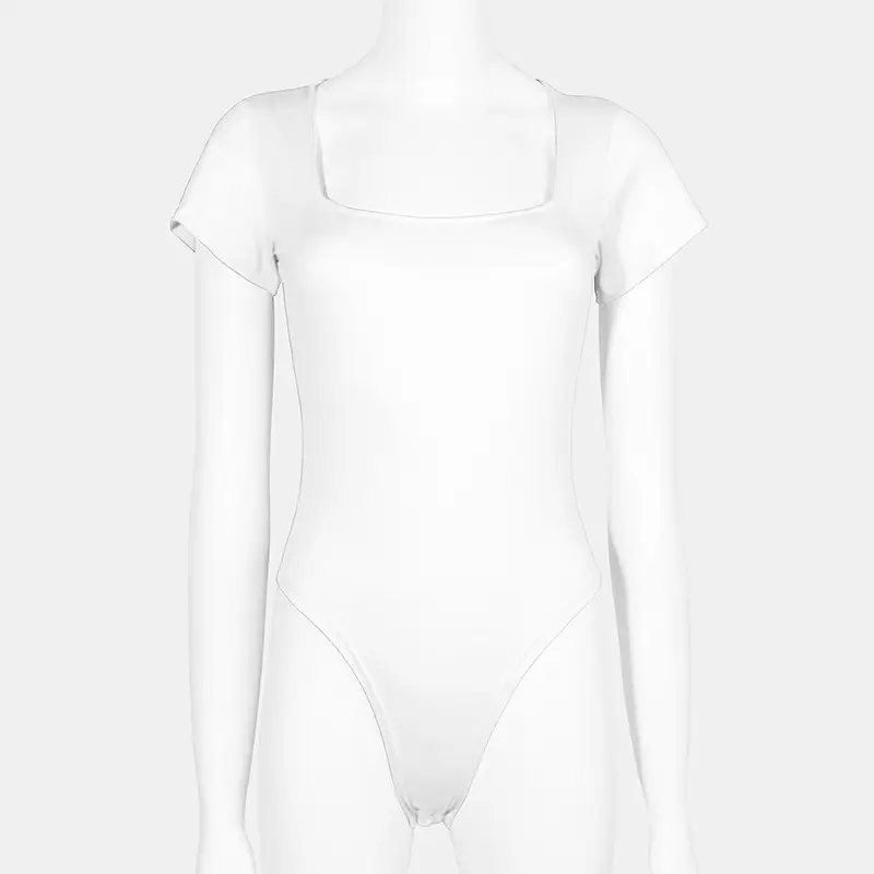 White Tight Fitting Women's Romper Plus Size - Image 3