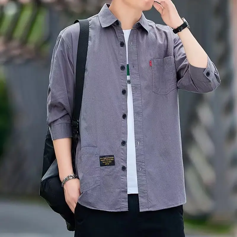 Men's Pure Cotton 3/4 Sleeve Shirt Tan Slim Fit