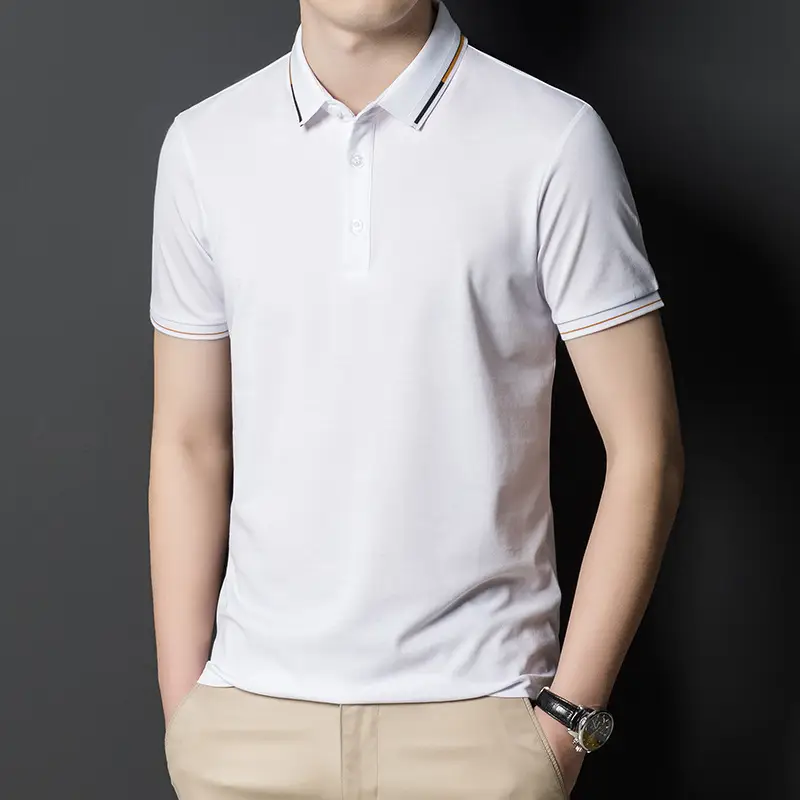 Men's Pink Polo Shirt Short Sleeve Cotton Casual Business