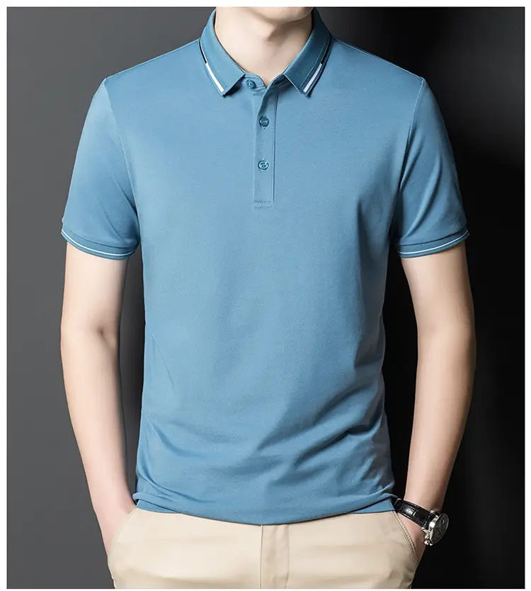Men's Pink Polo Shirt Short Sleeve Cotton Casual Business