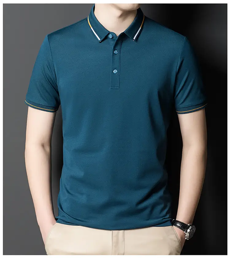 Men's Pink Polo Shirt Short Sleeve Cotton Casual Business