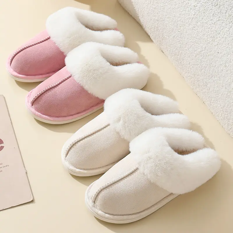 Cross-border explosions winter suede fur cotton slippers wholesale men's home indoor thick bottom non-slip warm slippers women