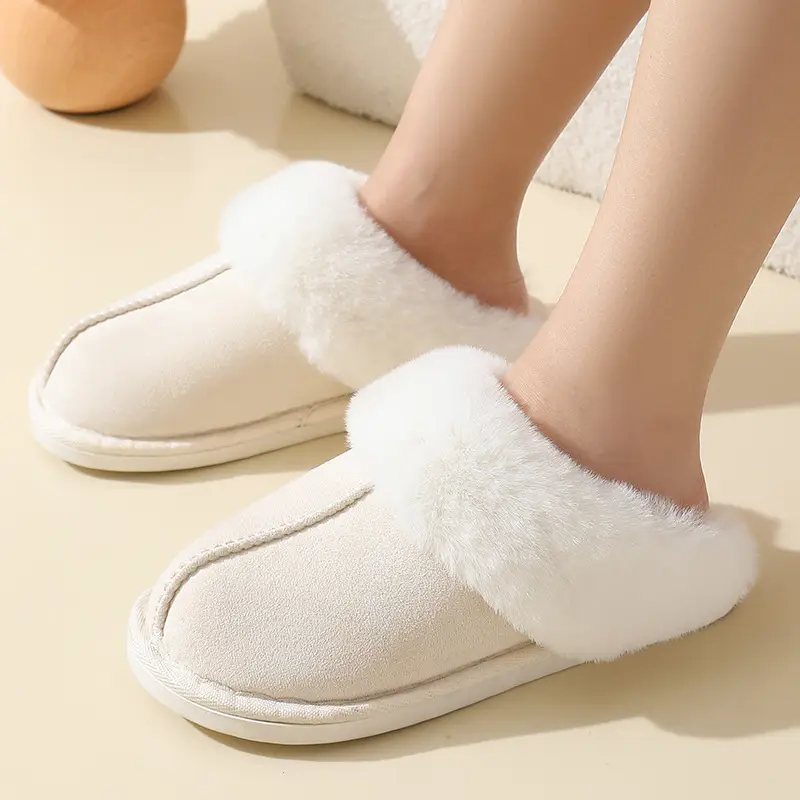 Cross-border explosions winter suede fur cotton slippers wholesale men's home indoor thick bottom non-slip warm slippers women