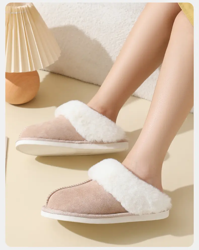 Cross-border explosions winter suede fur cotton slippers wholesale men's home indoor thick bottom non-slip warm slippers women — feature 12