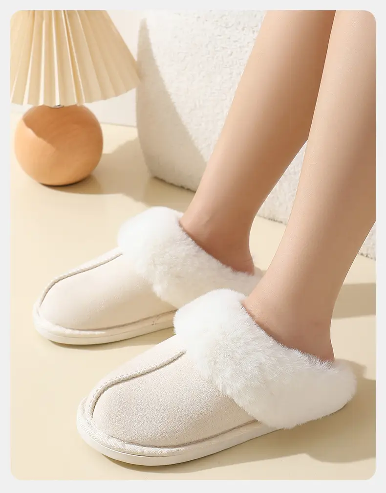 Cross-border explosions winter suede fur cotton slippers wholesale men's home indoor thick bottom non-slip warm slippers women — feature 15