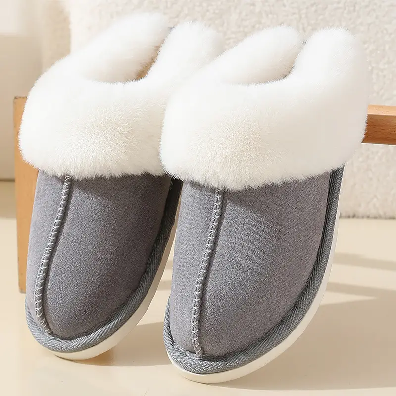 Cross-border explosions winter suede fur cotton slippers wholesale men's home indoor thick bottom non-slip warm slippers women