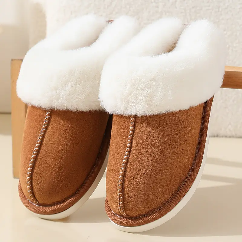 Cross-border explosions winter suede fur cotton slippers wholesale men's home indoor thick bottom non-slip warm slippers women