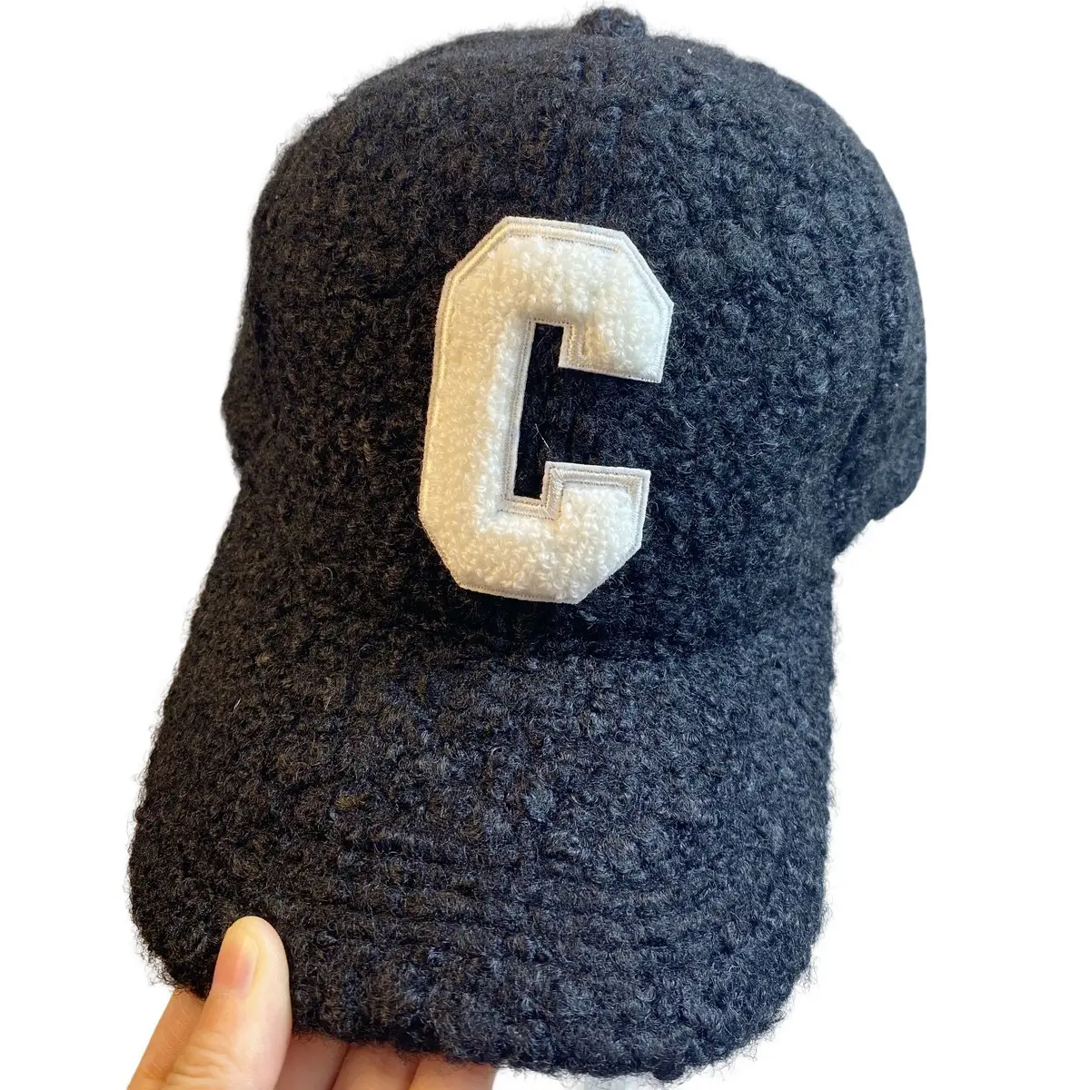 Lamb Wool C Letter Warm Baseball Cap for Women - Image 5