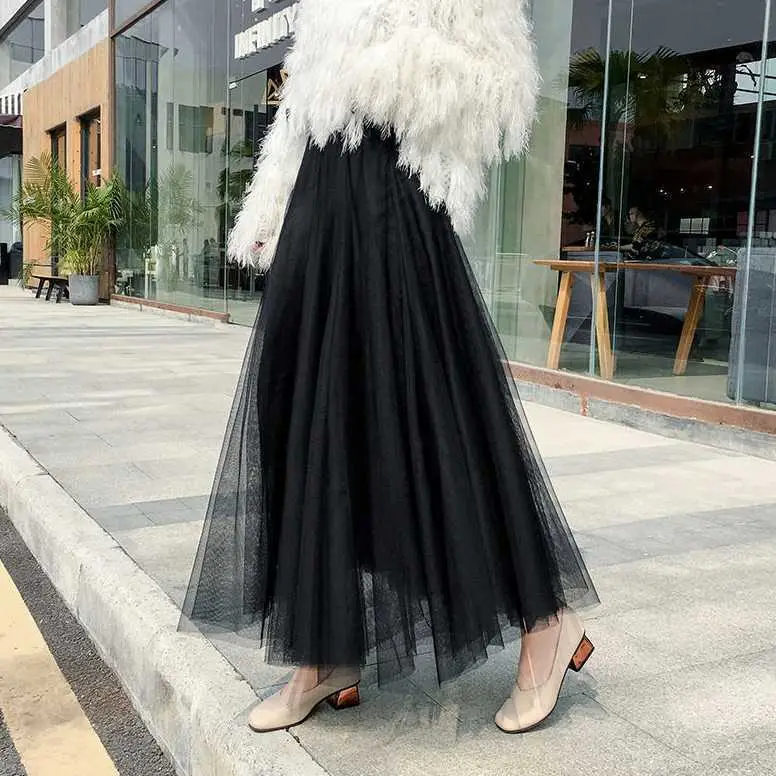 Pink 3-Layer Gauze Skirt for Women Mid Length — feature 8