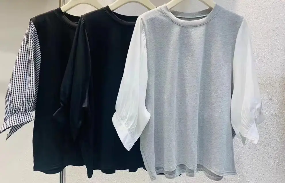 Women's Black Long Sleeve Top with White Long Sleeve — feature 6