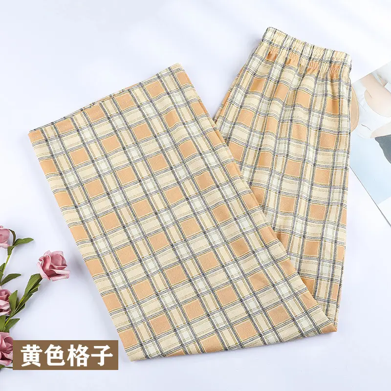 Women Plaid Wide Leg Pants Summer Loose Slimming - Image 4