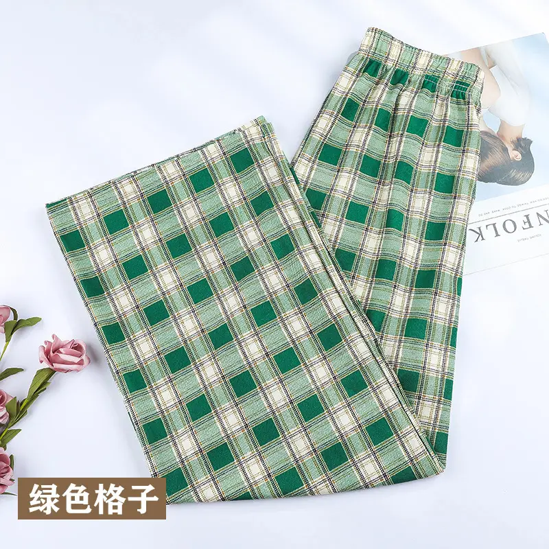 Women Plaid Wide Leg Pants Summer Loose Slimming - Image 6