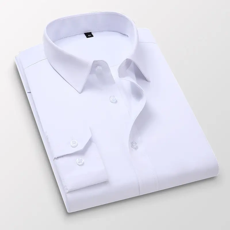 Spring New Men White Slim Fit Long Sleeve Shirt - Image 11