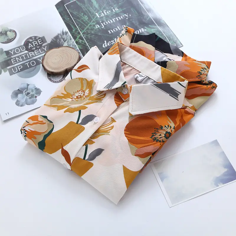 Spring Printed Chiffon Shirt Top for Women — feature 4