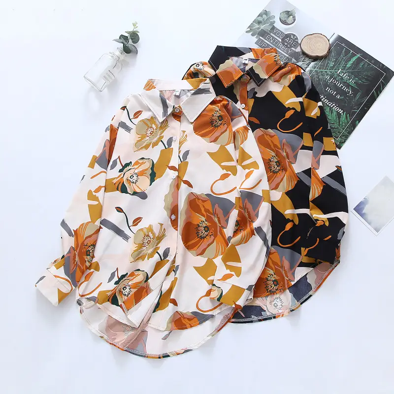 Spring Printed Chiffon Shirt Top for Women — feature 5