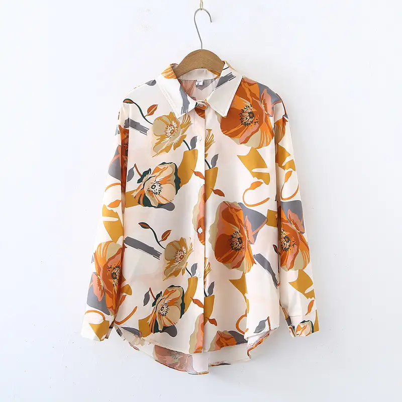 Spring Printed Chiffon Shirt Top for Women — feature 6