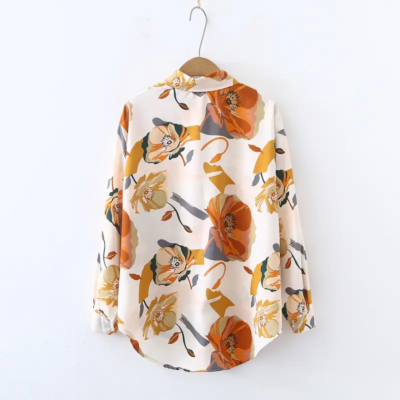 Spring Printed Chiffon Shirt Top for Women — feature 7
