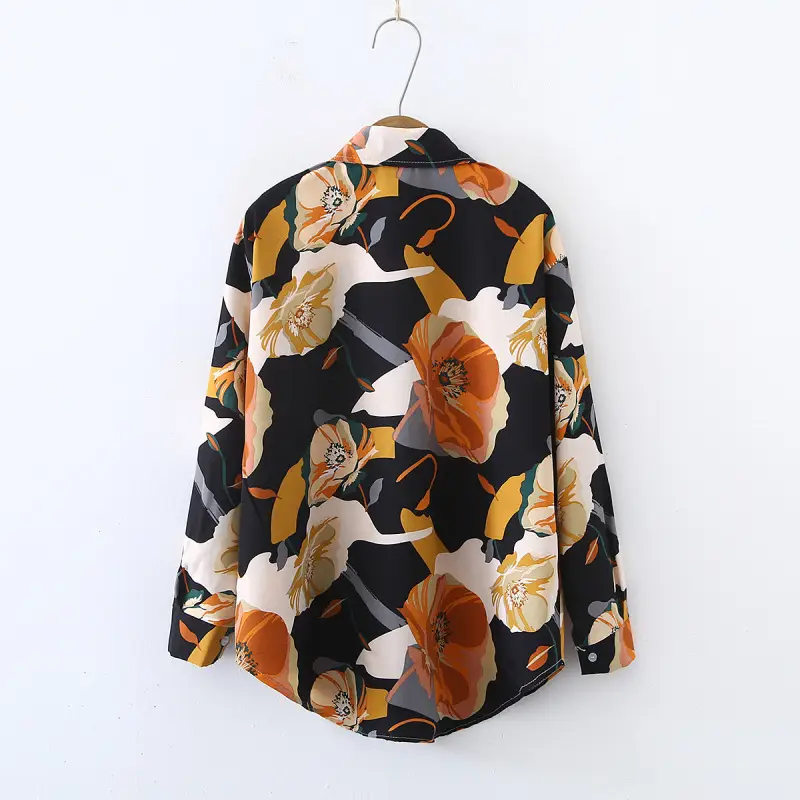 Spring Printed Chiffon Shirt Top for Women — feature 9