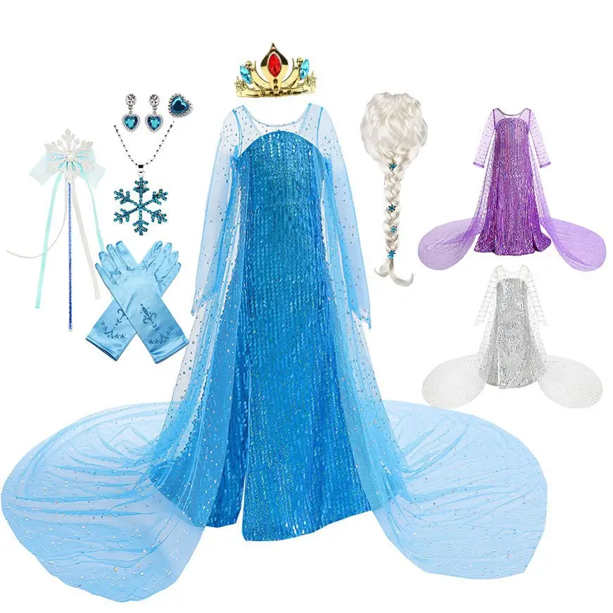 Princess Aisha Sequin Trailing Dress Purple - Image 22
